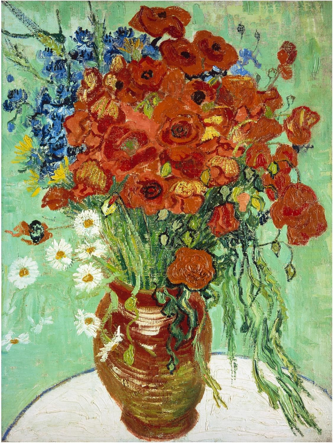 Wrapped Canvas Wall Art - Vincent Van Gogh 'Vase With Cornflowers And Poppies' Wall Art for Living Room, Bedroom, or Office Décor -14x19