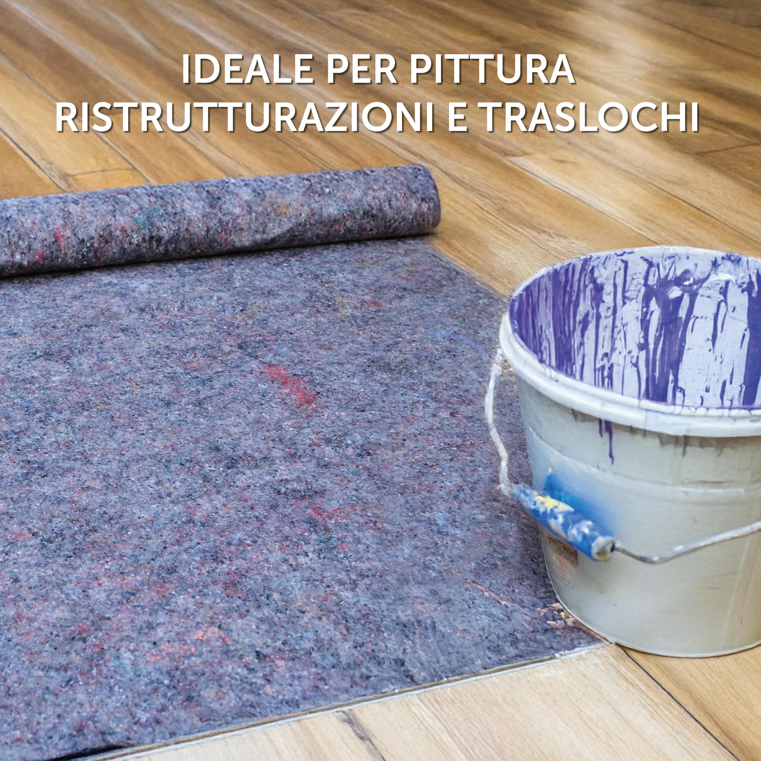DETERMONDO Feltro Protettivo Pavimenti Multiuso Grigio Rotolo 1x10m 220 g/m2 Assorbente Antigoccia Copritutto Telo Copertura per Pittura Vernici Solventi Protezione Imbianchino 50 Metri