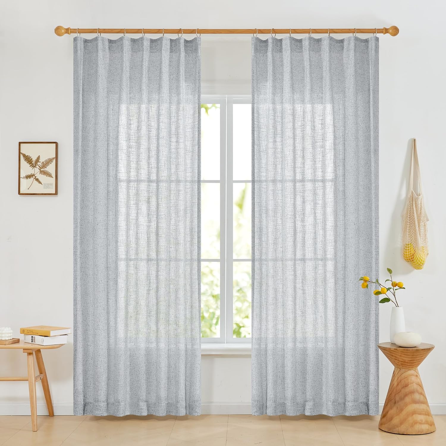 Amazon.com: Deconovo Light Gray Curtains 2 Panels, Linen Curtains 90 ...