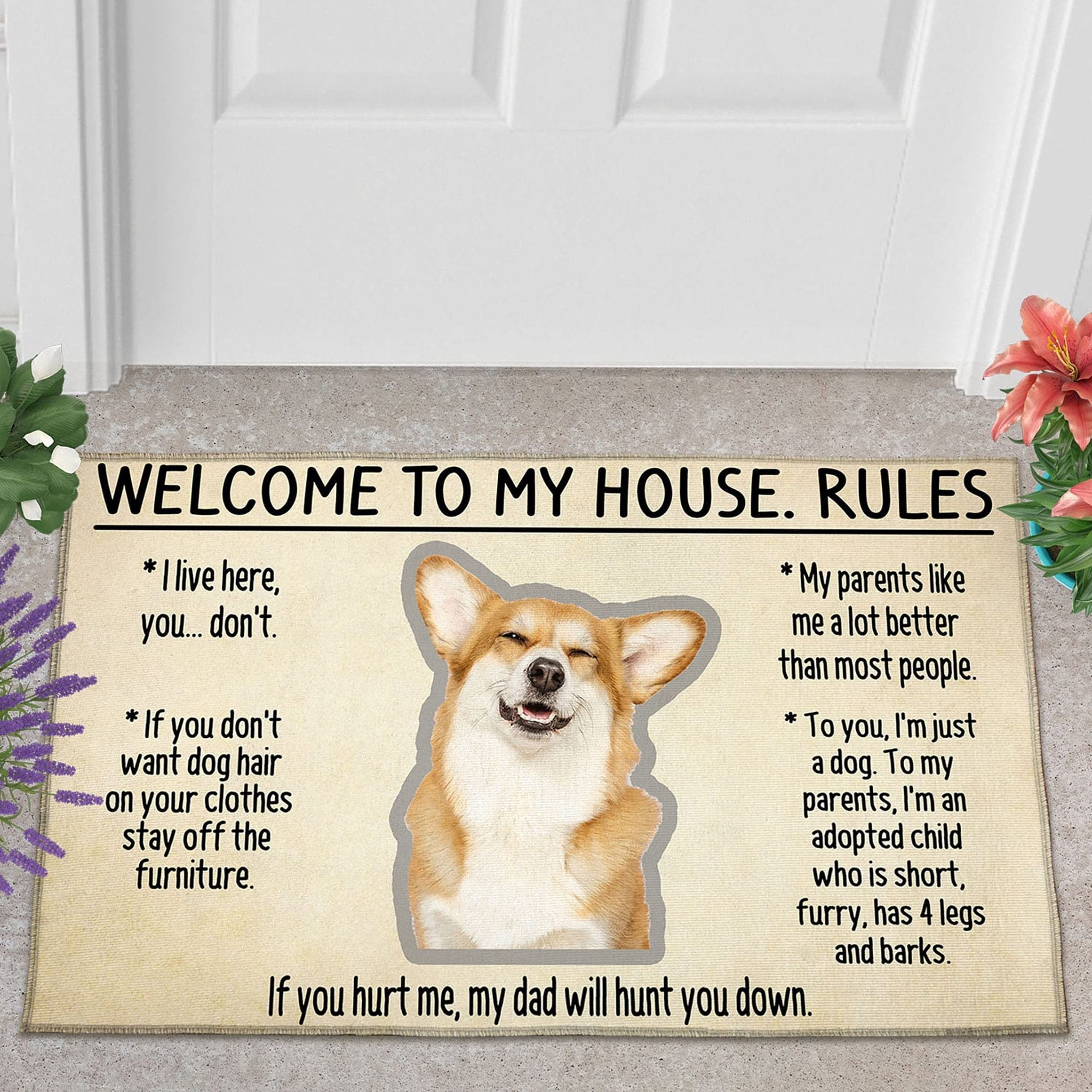 Traqunn Welcome to My House Doormat Welsh Corgi House Doormat Dog Lovers Doormat Welcome Mat Funny Doormat 24X16 In