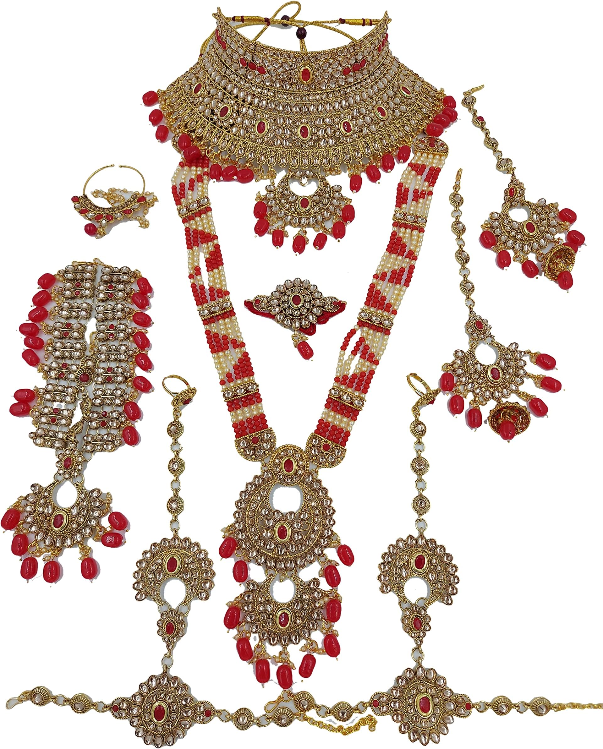 Jewellery Dulhan Bridal Set Red Colour Gold Plated For Girls And Women 143