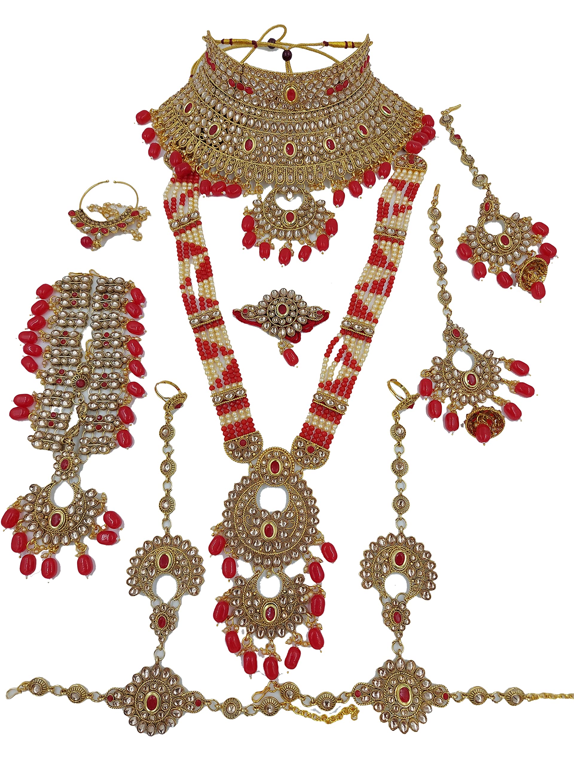 Jewellery Dulhan Bridal Set Red Colour Gold Plated For Girls And Women 143