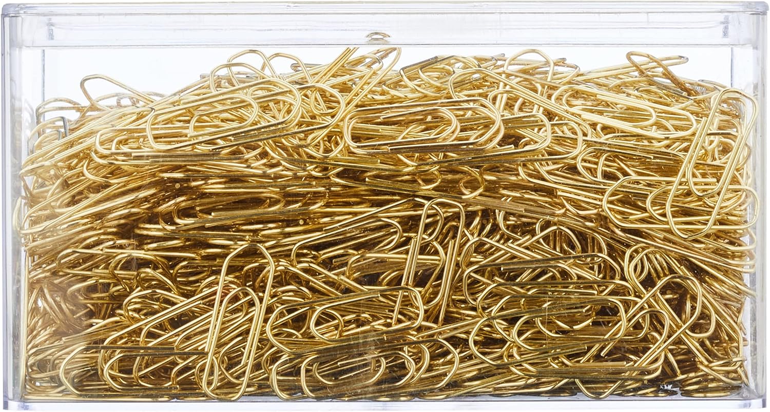 Wedo 9101500 Paper Clips 26 mm Metal Plastic Coating Bronze Set of 1500 in Transparent Box
