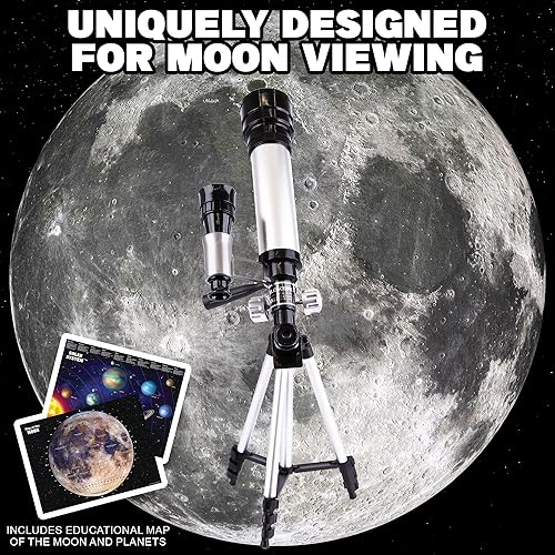 Miniatura 3 de ArtCreativity Telescopio para principiantes  Telescopio para niños totalmente funcional (aumento de 60X) con 2 oculares, trípode de aluminio, funda