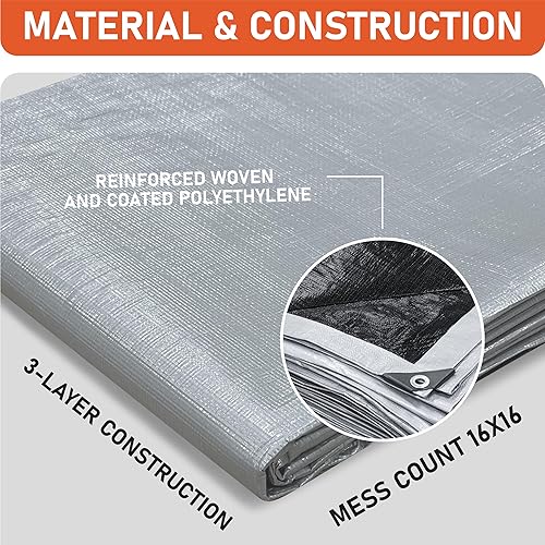 Miniatura 4 de HOMESTEAD Lonas multiusos, resistentes al agua, 12 mils de grosor, malla de 180 GSM, 14 x 14 pulgadas, resistente a los rayos UV, a la putrefacción
