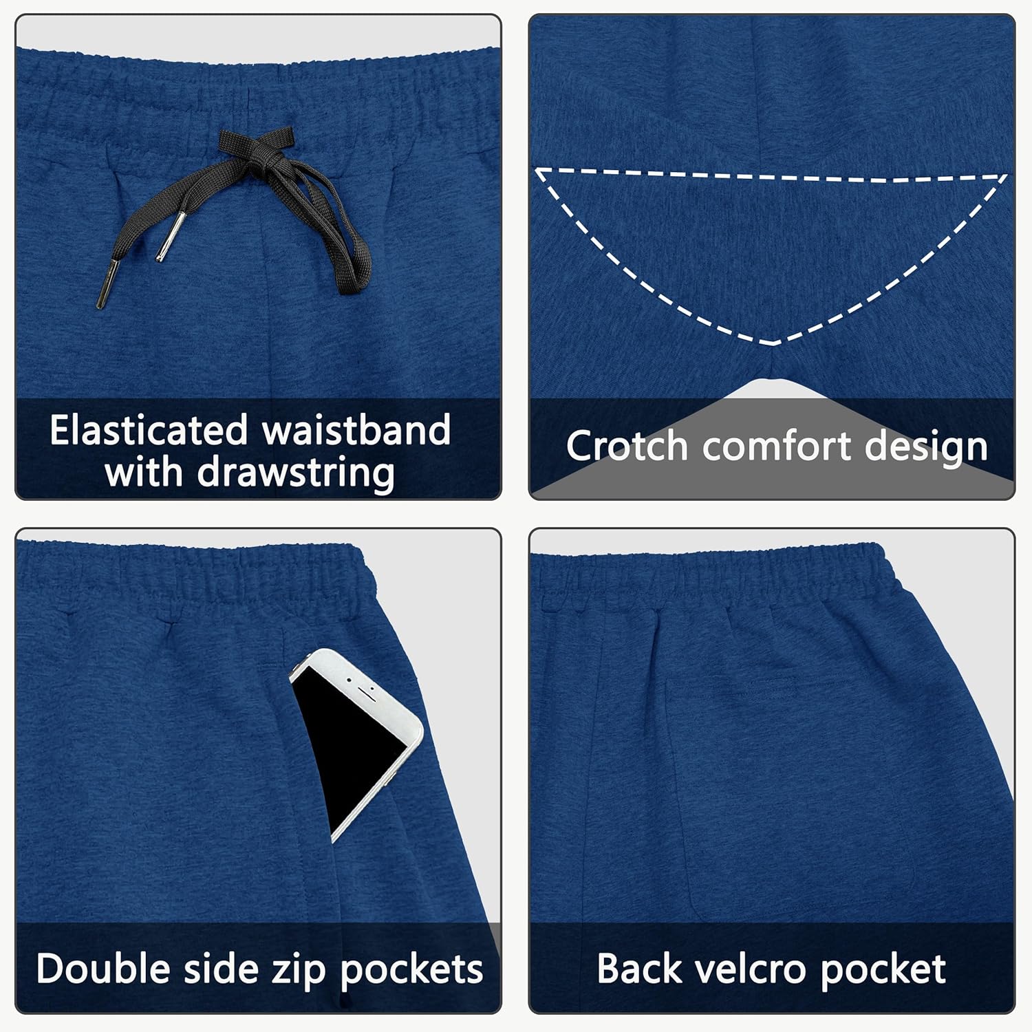 JWM Men's 7" Sweat Shorts Royal Blue - Image 3