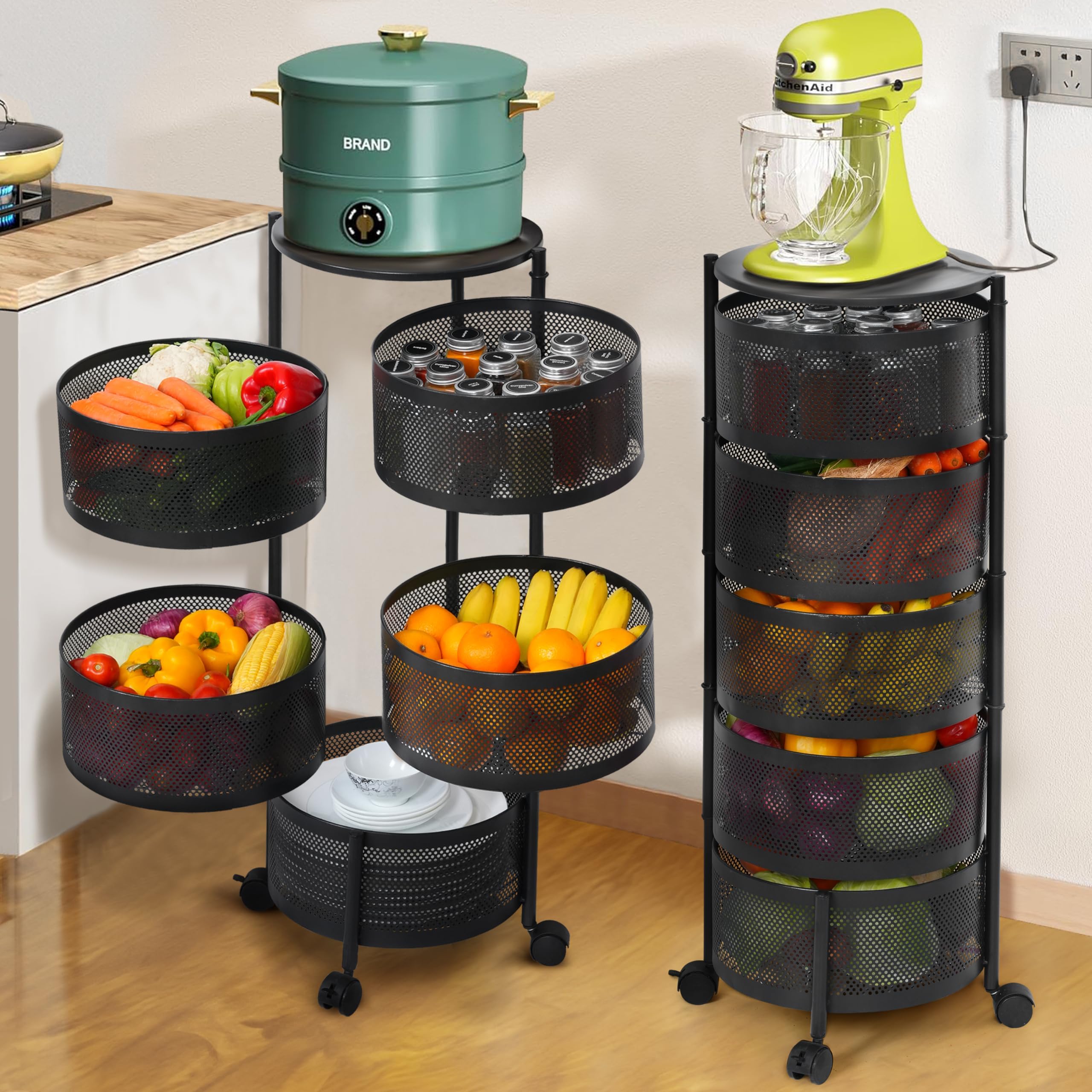 ABOUT SPACE 5 Tier Round MultiPurpose Kitchen Trolley Storage