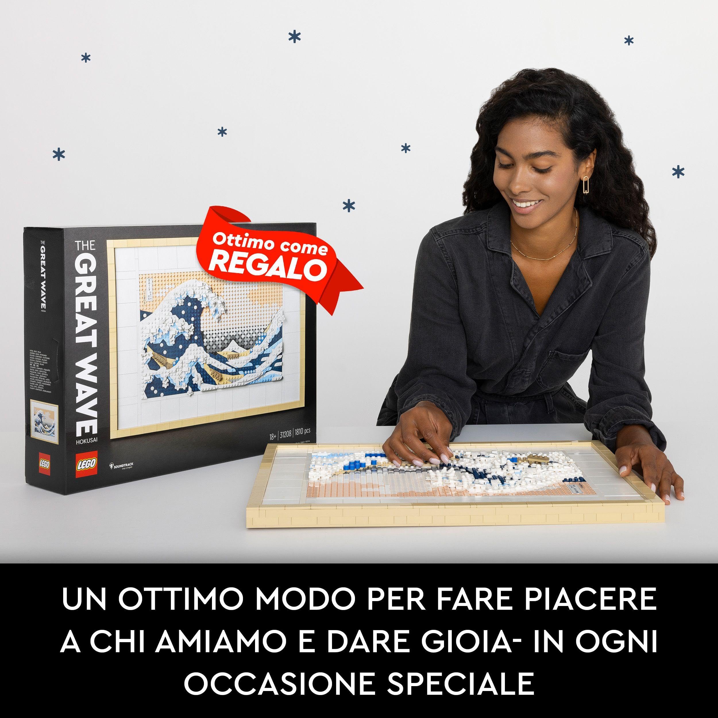LEGO 31208 Art Hokusai - La Grande Onda, Set Fai Da Te, Hobby Creativi per Adulti, Idea Regalo per Uomo o Donna, Lui o Lei, Decorazioni Casa, Quadri Soggiorno Giapponesi