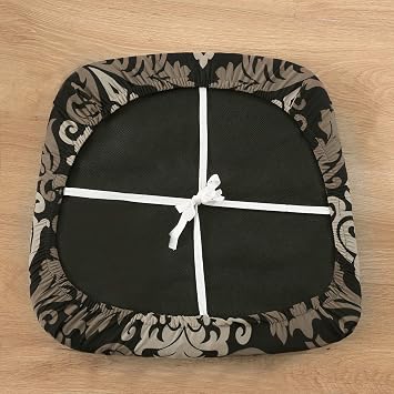 Stretch Chair Seat Covers for Dining Room, Elastic Dining Chair Seat Protector Cover Removable Washable Chair Slipcovers with Ties, Set of 4