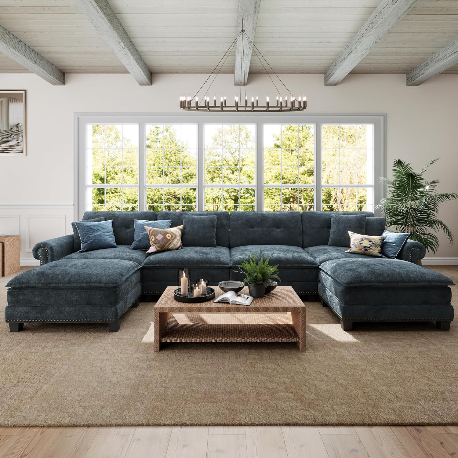 150″ U Shaped Modular Cloud Couch with Extra Wide & Deep