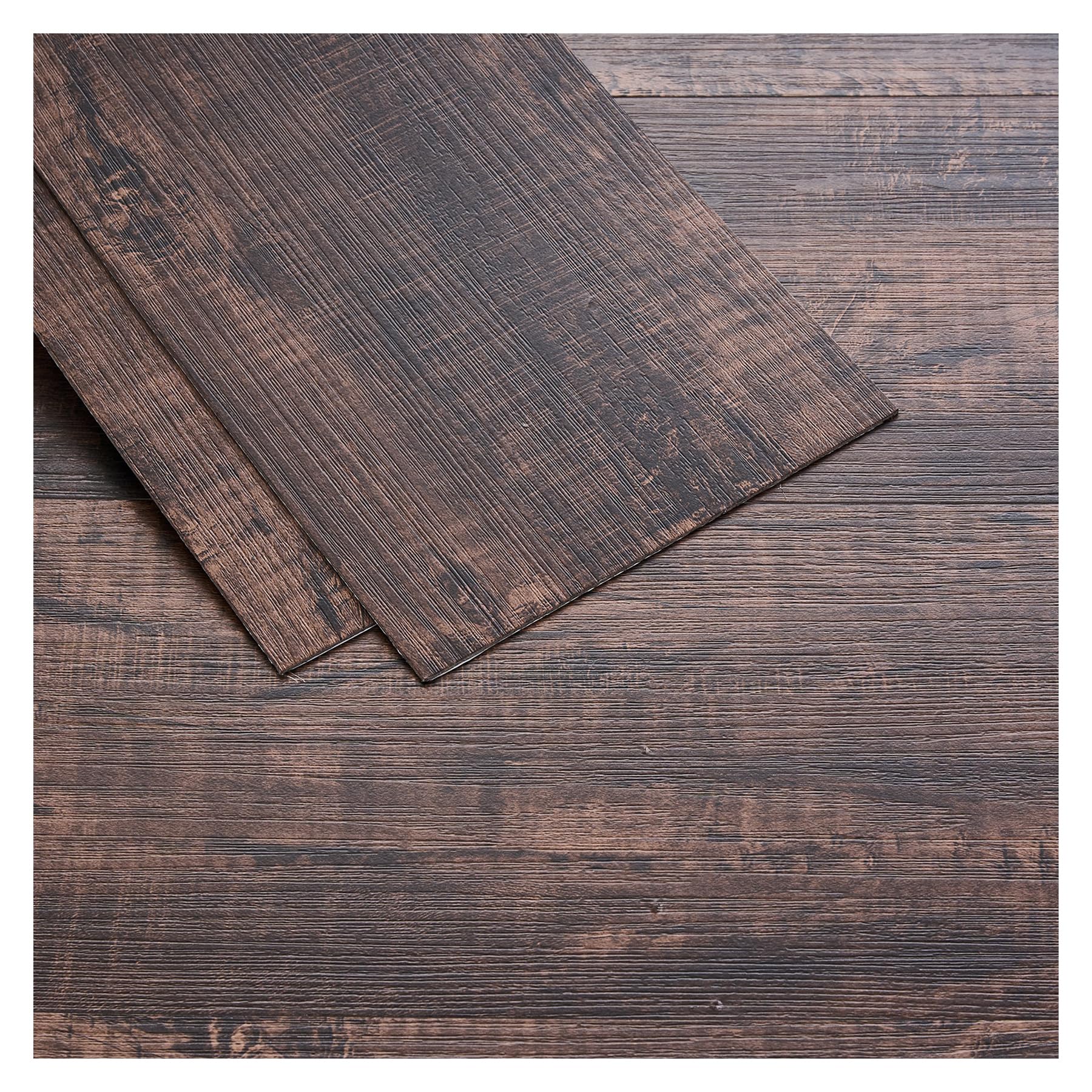 INMOZATA 36pcs/5.02m² Peel and Stick Flooring Planks(Dark Walnut Oak)