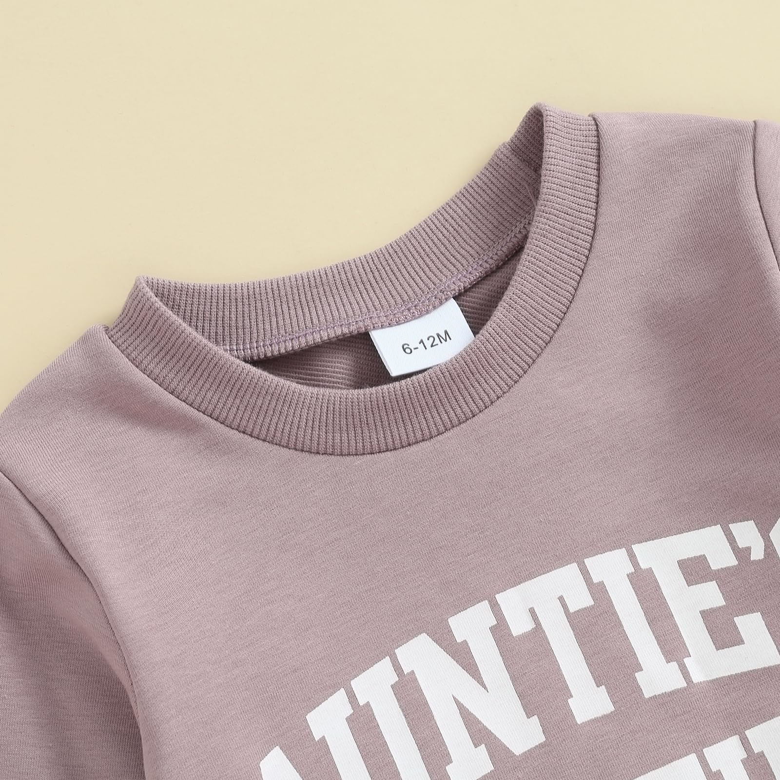 Lamuusaa Toddler Baby Girl Boy Outfit Auntie's Bestie Crewneck Sweatshirt Jogger Pants 2Pcs Fall Clothes 0-3T (Purple, 18-24 Months)