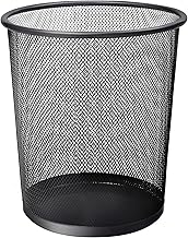 KEPLIN Round Trash Can Bin - 1 Pack Black Non-slip Mesh Bins | Waste Paper Bin | Sturdy Metal Bin Indoor Waste Bin for Home, Bedroom, Office, Bathroom, Living Room, Kitchen
