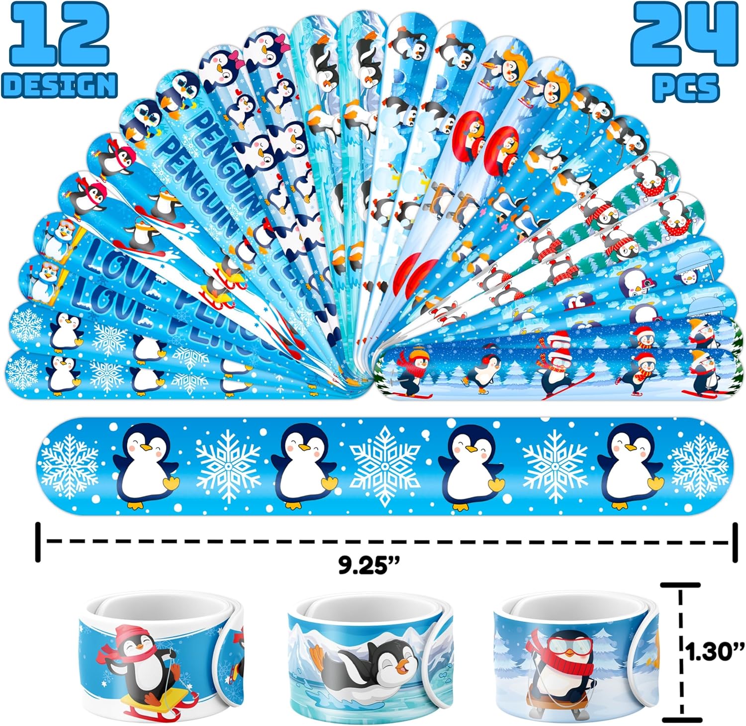 Cherisnowy 72PCS Winter Penguin Party Favors Tattoos & Slap Bracelets Decor image 3
