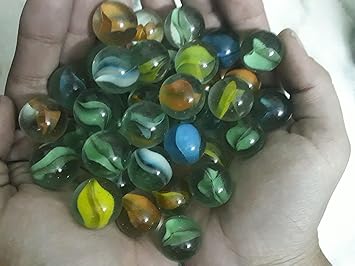 Pmw - Marbles - 100Pcs - Glass Playing Balls - Kanche - Goli - Traditional Indian Game - Glass Stones - Aquarium Fillers - Gel Candle Fillers 20mm