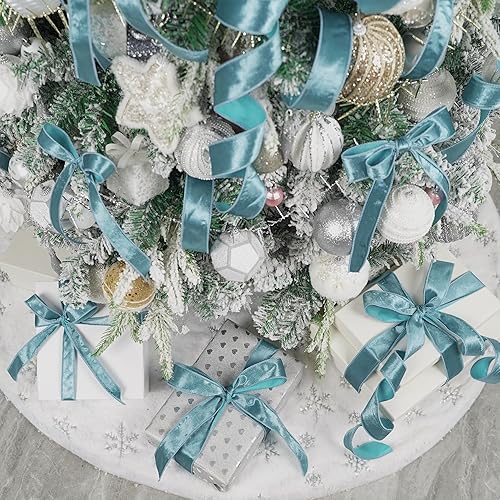 Miniatura 5 de MEEDEE Cinta de terciopelo azul de 1.5 pulgadas, cinta de terciopelo con alambre de 25 yardas, carrete de cinta de terciopelo triturado, cinta de