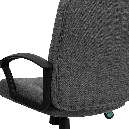 Miniatura 4 de BATHINDIAN Mid-Back Gray Fabric Executive Swivel Office Chair with Nylon Arms Pneumatic Seat Height Adjustment Heavy Duty Nylon Base Suitable for