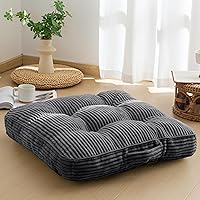 HIGOGOGO 22x22 Inch Washable Floor Pillow for Adults - Tufted Corduroy Meditation Cushion with High-Density Foam for Yoga & Living Room