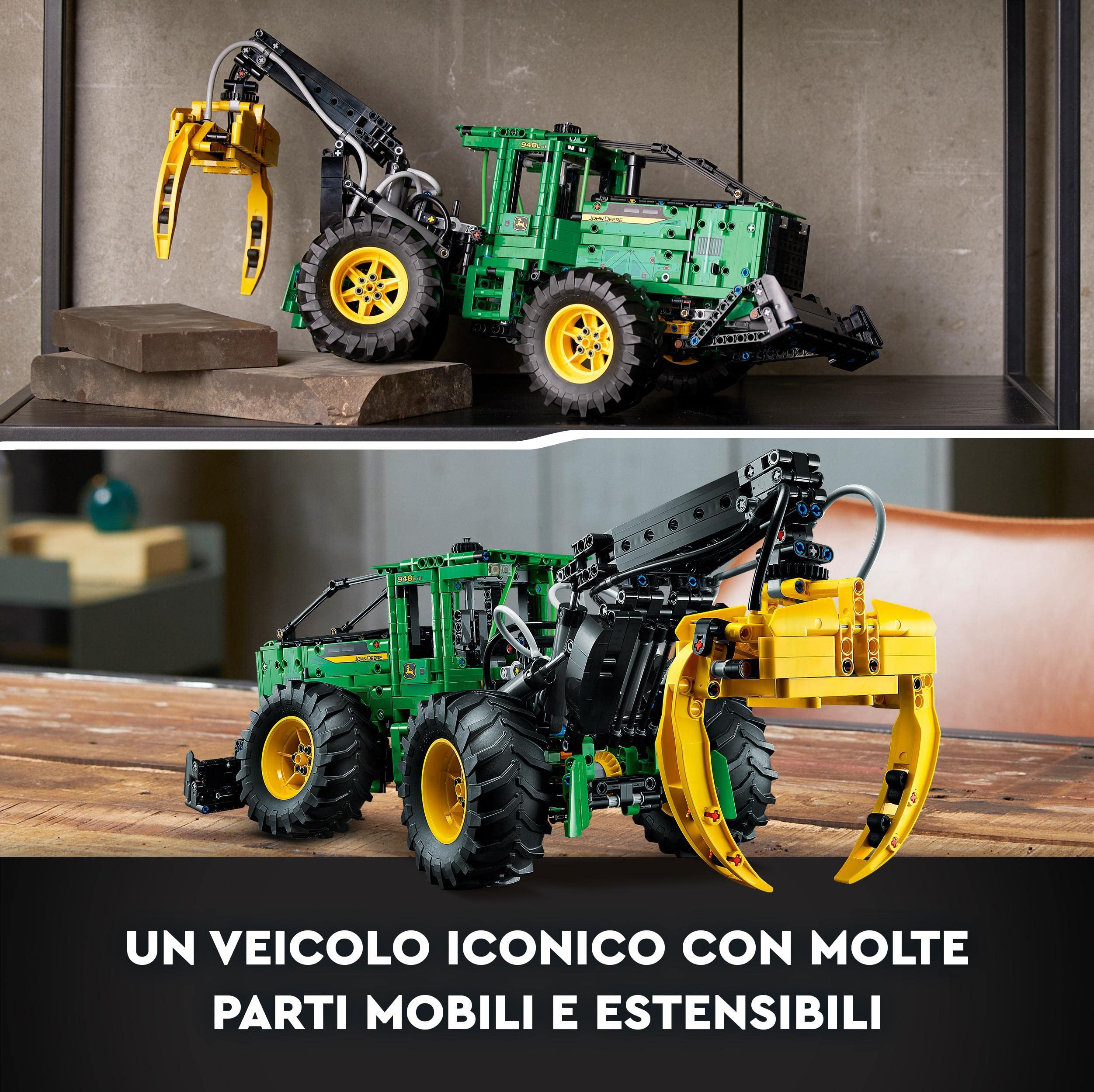 LEGO Technic Trattore John Deere 948L-II, Grande Modellino da Costruire di Veicolo Giocattolo da 1.492 Pezzi con Funzioni Pneumatiche e 4 Ruote Motrici, Modellismo per Appassionati di Ingegneria 42157