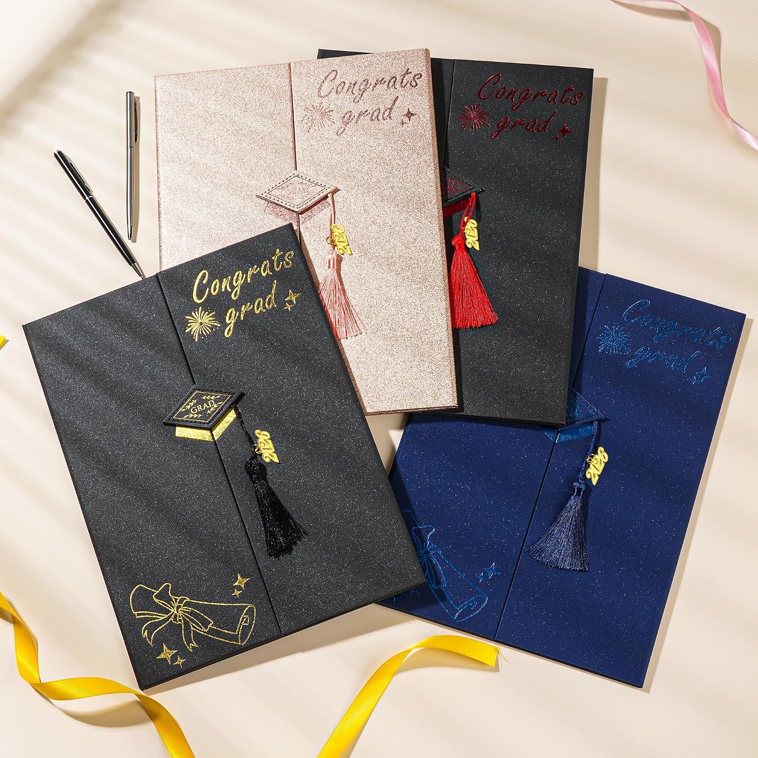 AYGXU Black Gold Graduation Party Decorations, Class of 2026 Congratulations Graduates Alternative Signature Guest Book,Autograph Book with Tassel, Congrats Grad Party Signing Card Board
