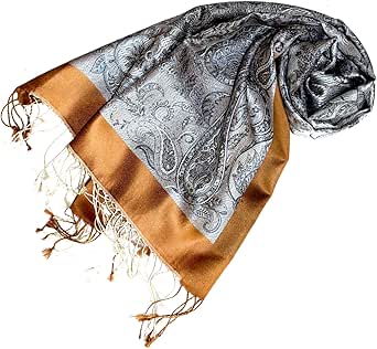 Lorenzo Cana Pashmina sjaal, jacquard geweven 100% zijde, pashmina, meerkleurig, 70 x 190 cm, Mosgroen-tinten, 70 x 190 cm