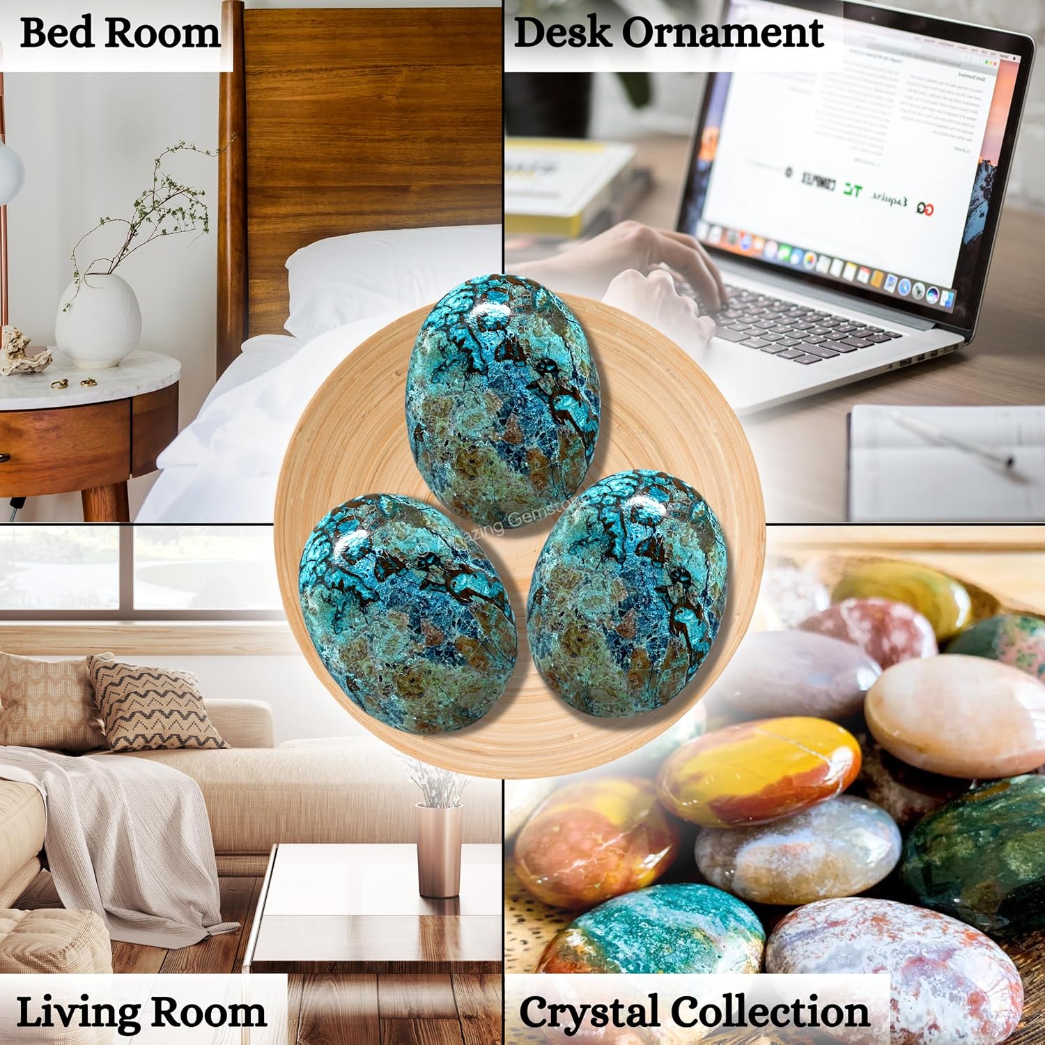 Amazing Gemstone Chrysocolla Shattuckite Crystals and Healing Stones - Large Palm Stone Crystals Piedra - Crystal for Good Luck, Positive Energy, Meditation - Unique Stocking Stuffers, Gifts for Women