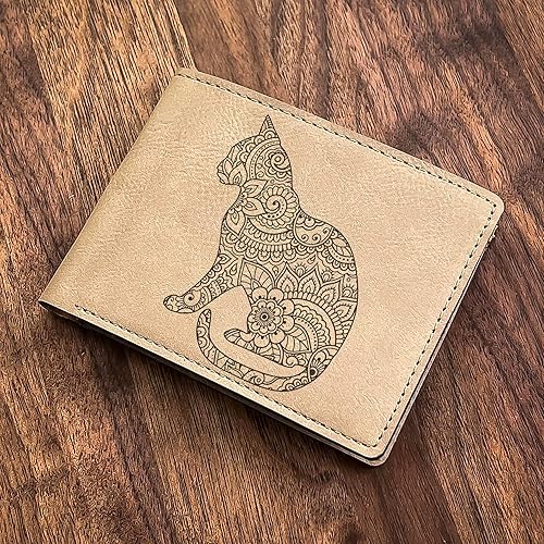 Miniatura 7 de Cat Mandala Leather Wallet Unique Design, Perfect Gift for Cat Lovers - Ideal for Mom, Sister, Friend on Christmas, Birthday