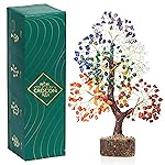 Crocon Natural Trunk 7 Chakra Healing Crystal Tree of Life Gemstone Tree for Good Luck, Positive Energy, Reiki Healing, and Home Office Room Decor Unique Gift for Women Mom & Sister for Birthday