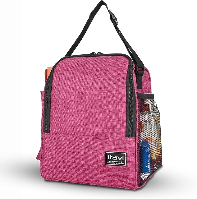 ITAVL Insulated Lunch Bag for Adults/Men/Women/Kids with Bottle Holder - 7.5L Cooler Bags for Work/Office/Picnic /School (Red)