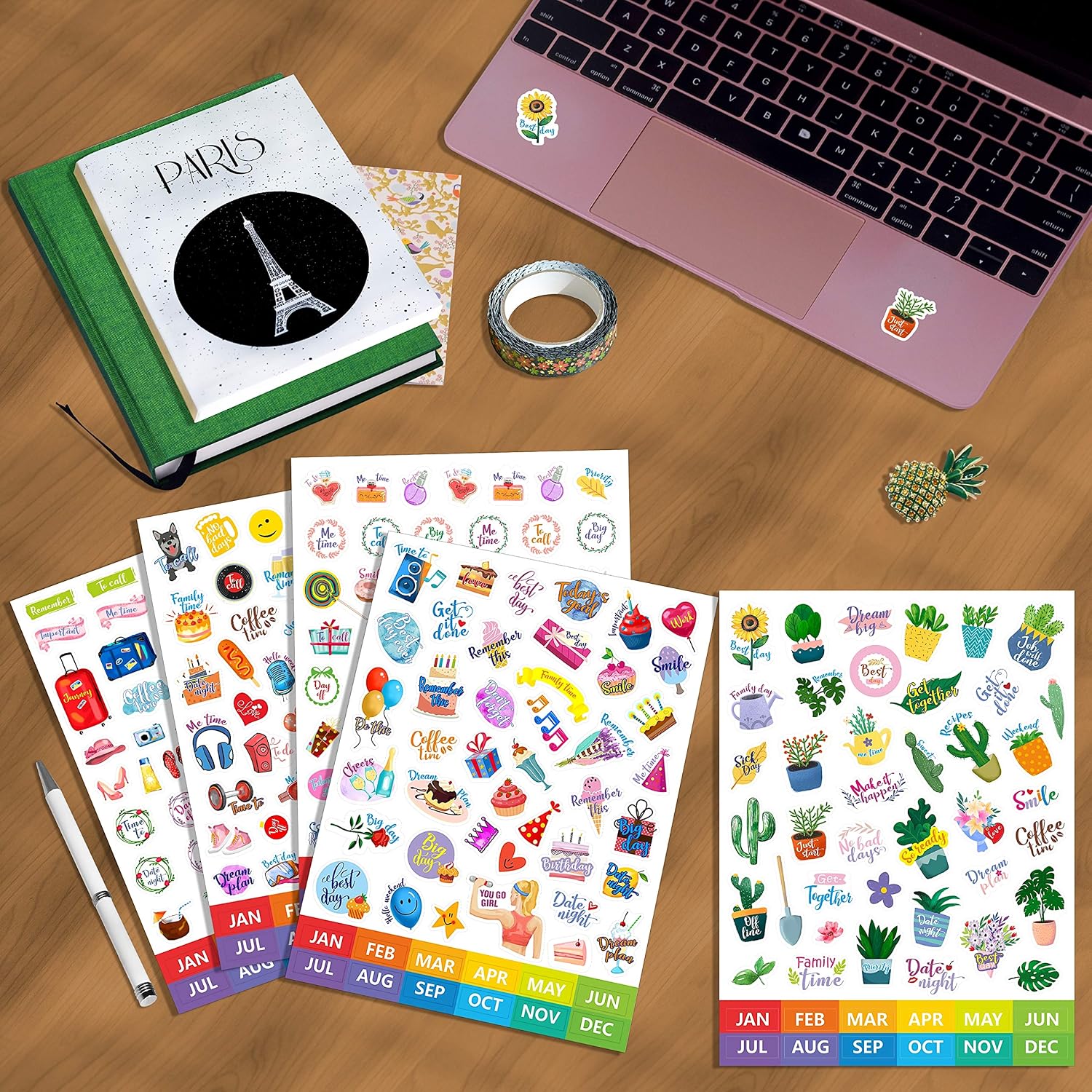 1400+ PCs Planner Stickers Set Elegant Design Accessories in Various Themes (Appointment, Activities, Holiday, Vacation etc.)