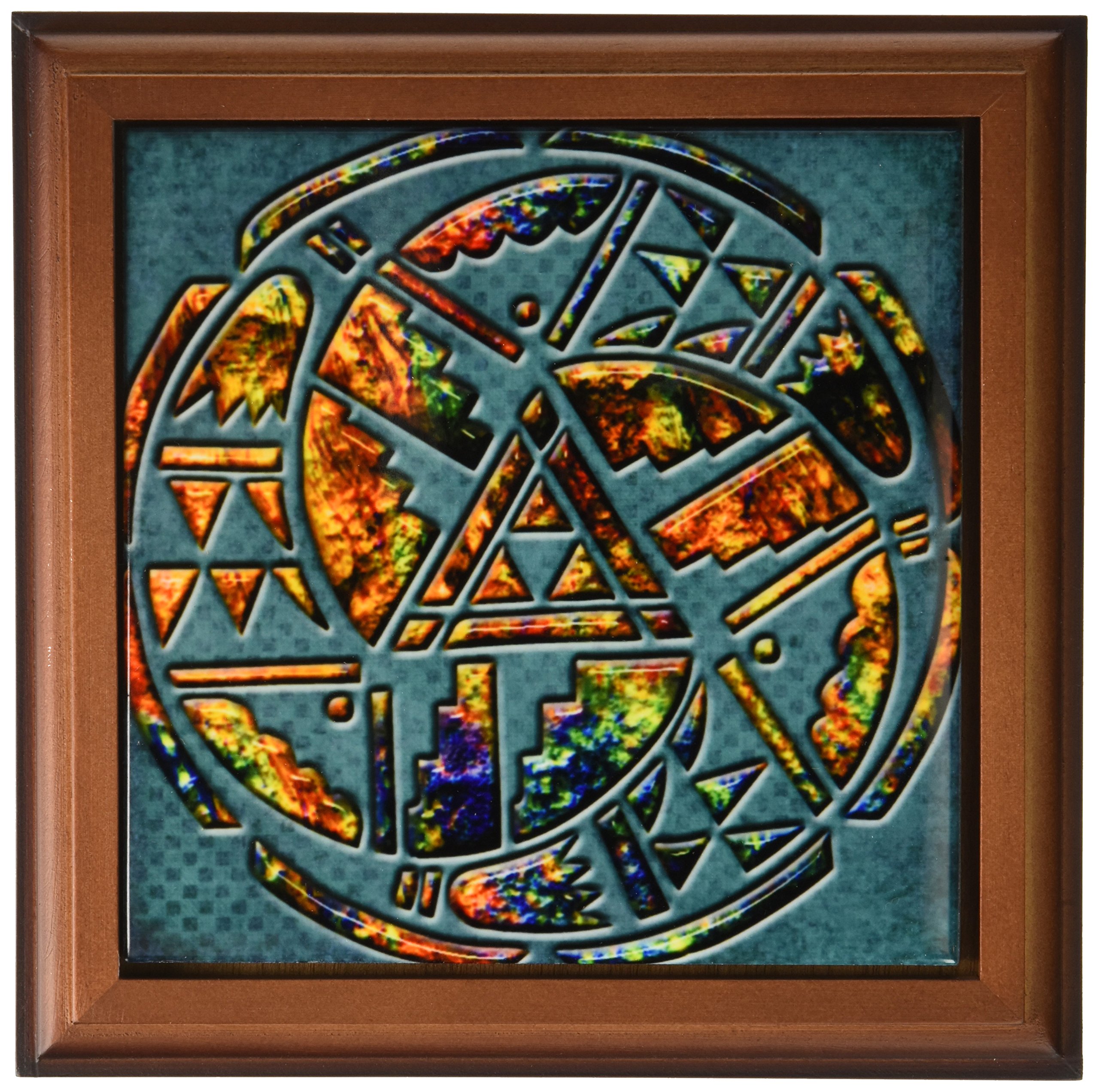 3dRose ft_108090_1 Designer One of A Kind Native American Art-Framed Tile, 8 by 8-Inch