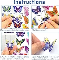 Vista 3 de PARLAIM 104 calcomanías de pared de mariposas 3D para pared, mariposas 3D, decoración de mariposas, decoración de mariposas, calcomanías murales