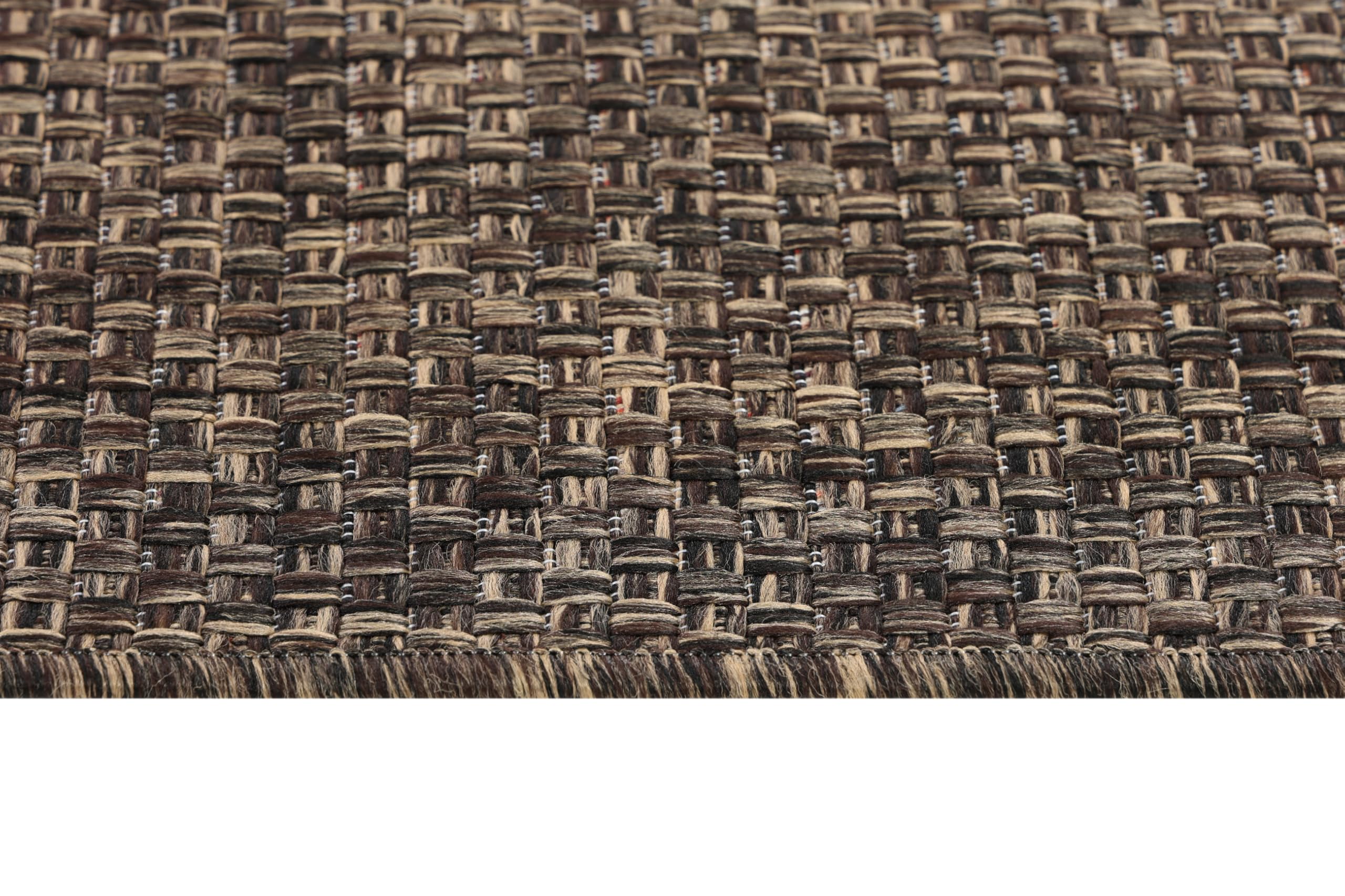 TAPISO Verano Tapis Intérieur Et Extérieur - Résistant Aux Intempéries, Brun Monochrome Moucheté, Tissé à Plat - Tapis Balcon, Salon, Terrasse, Cuisine - Oeko-TEX 60 x 200 cm
