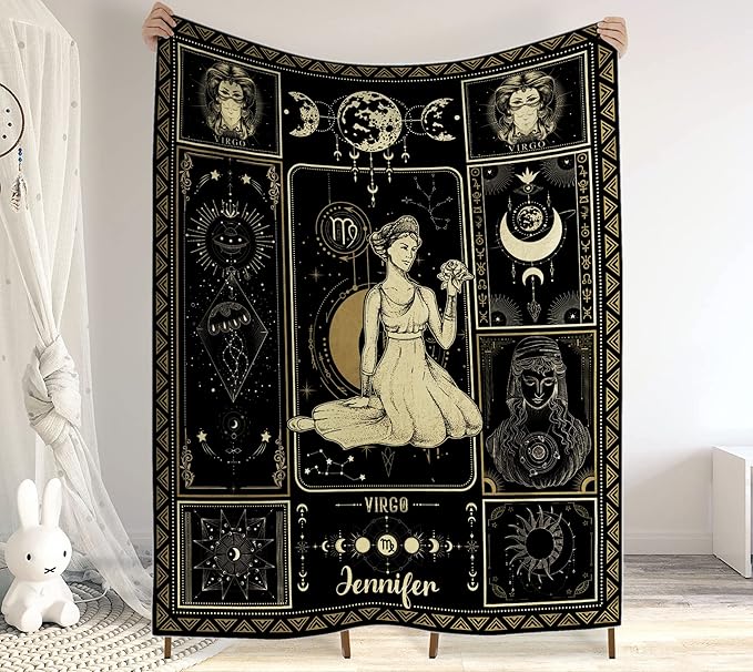 CHIARA CONTI11 Virgo Blanket, Constellations Blanket, 12 Horoscope Astrology Blanket, Customized Name Blanket for Virgo, Personalized Zodiac Blanket, Virgo Blanket Gift, Valentines Day Gifts 10