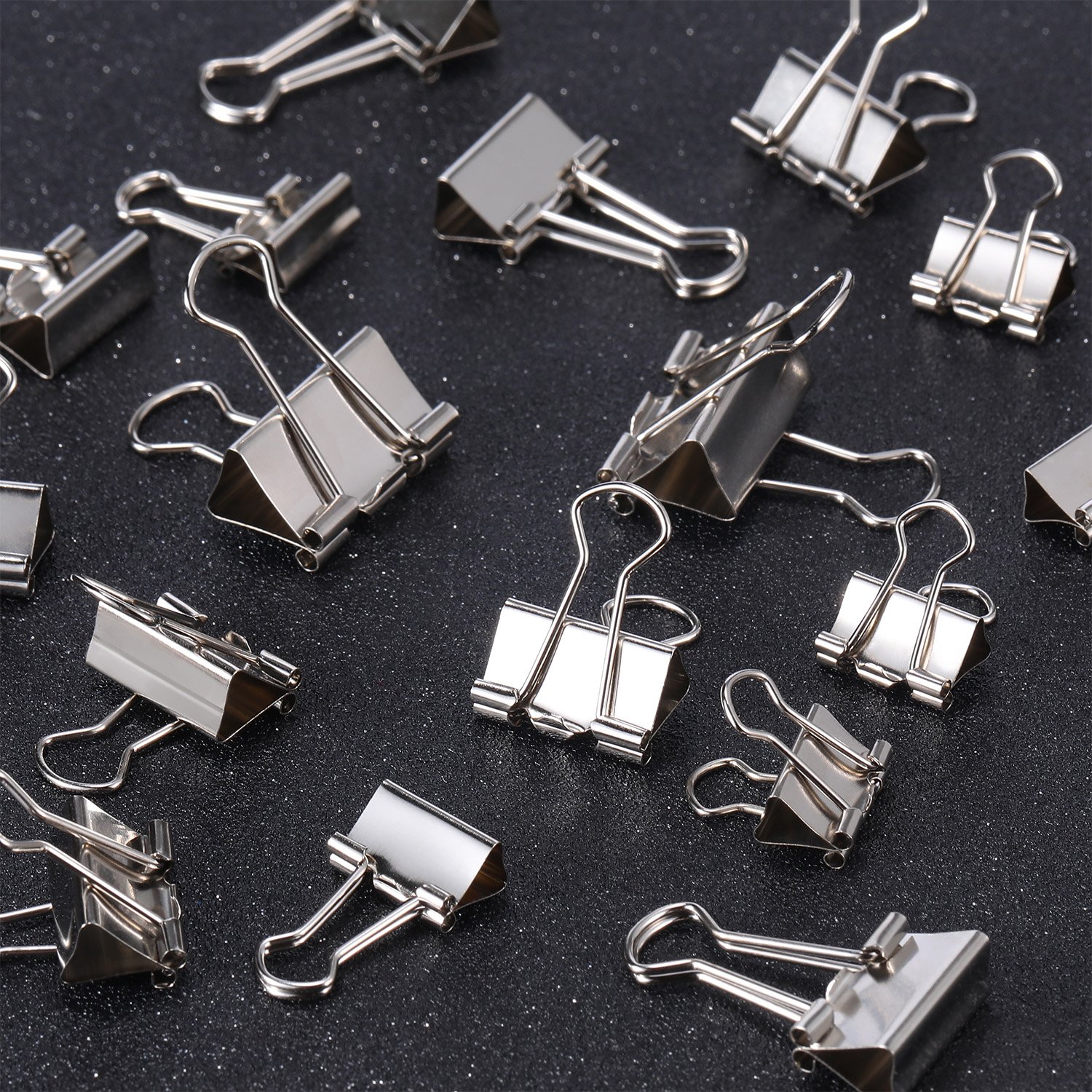 TecUnite 150 Stück Binder Clips Papierklemm Clips Verschiedene Größen Silber
