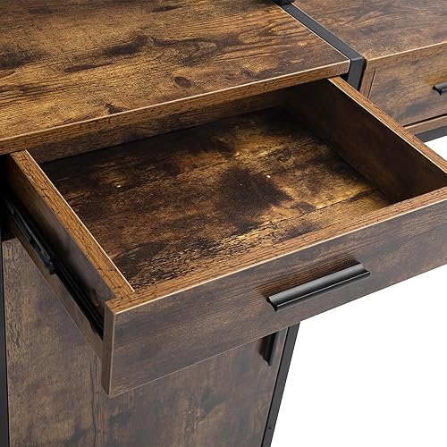 Miniatura 9 de Estación de peluquería de salón de montaje en pared industrial, estación de peluquería con 3 cajones, gabinete de almacenamiento, estantes,