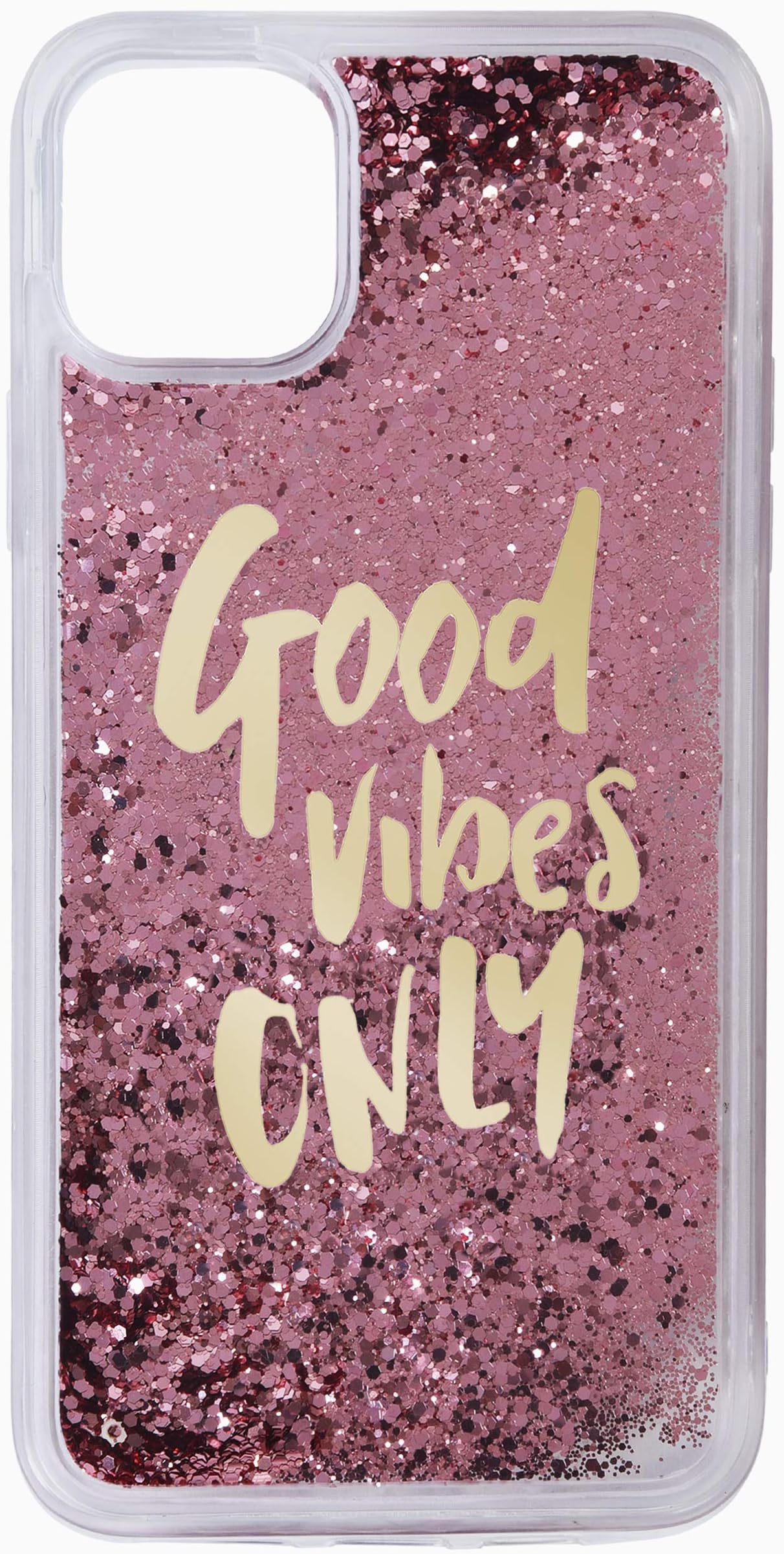 Posh People iPhone 11 Pro MAX Covers for Girl Good Vibes Only Back Case Cover for Apple Glitter Sparkle Covers, Rose Gold