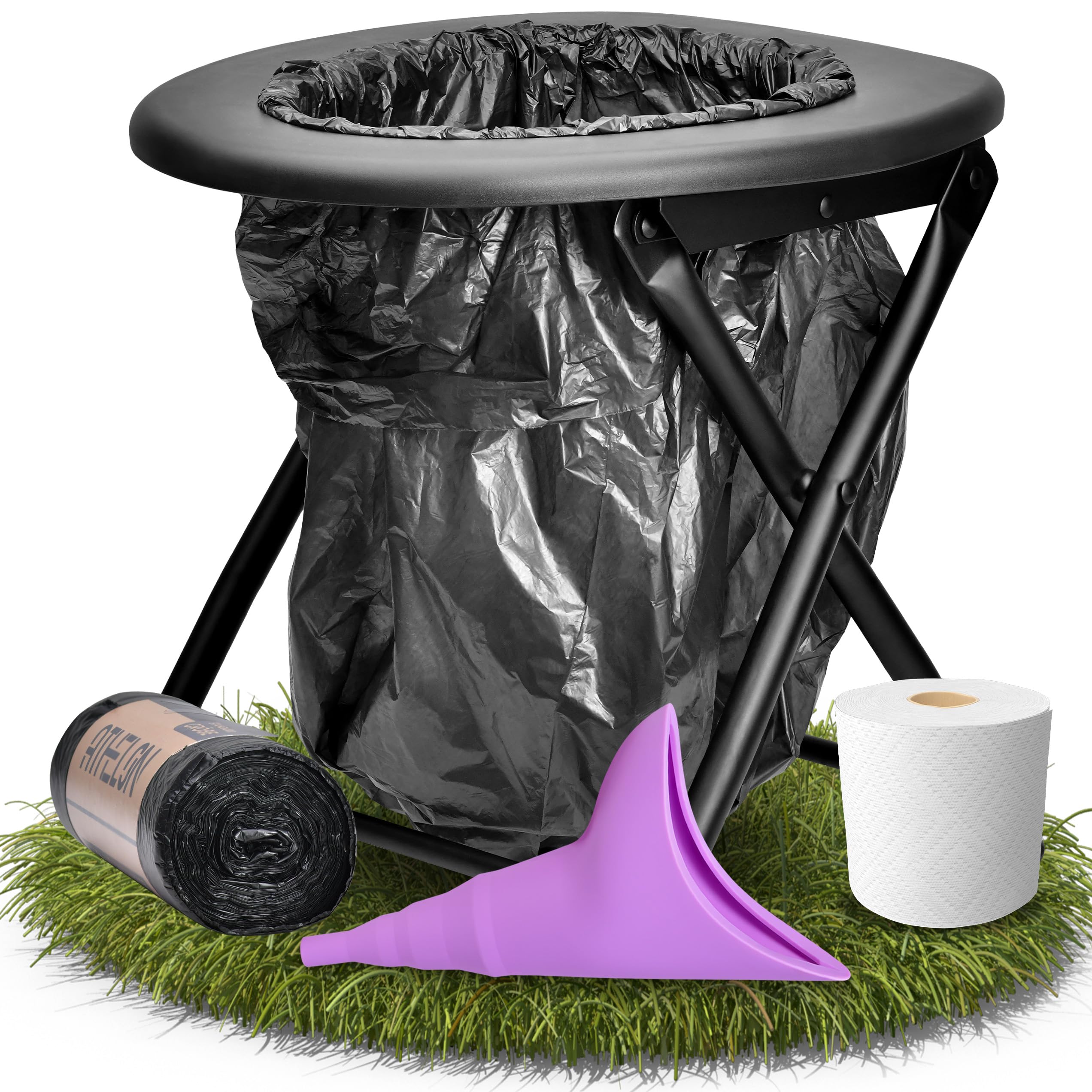 ATHELON® Toilettes de camping avec papier toilette et sacs poubelle - Toilettes de camping améliorées [2023]