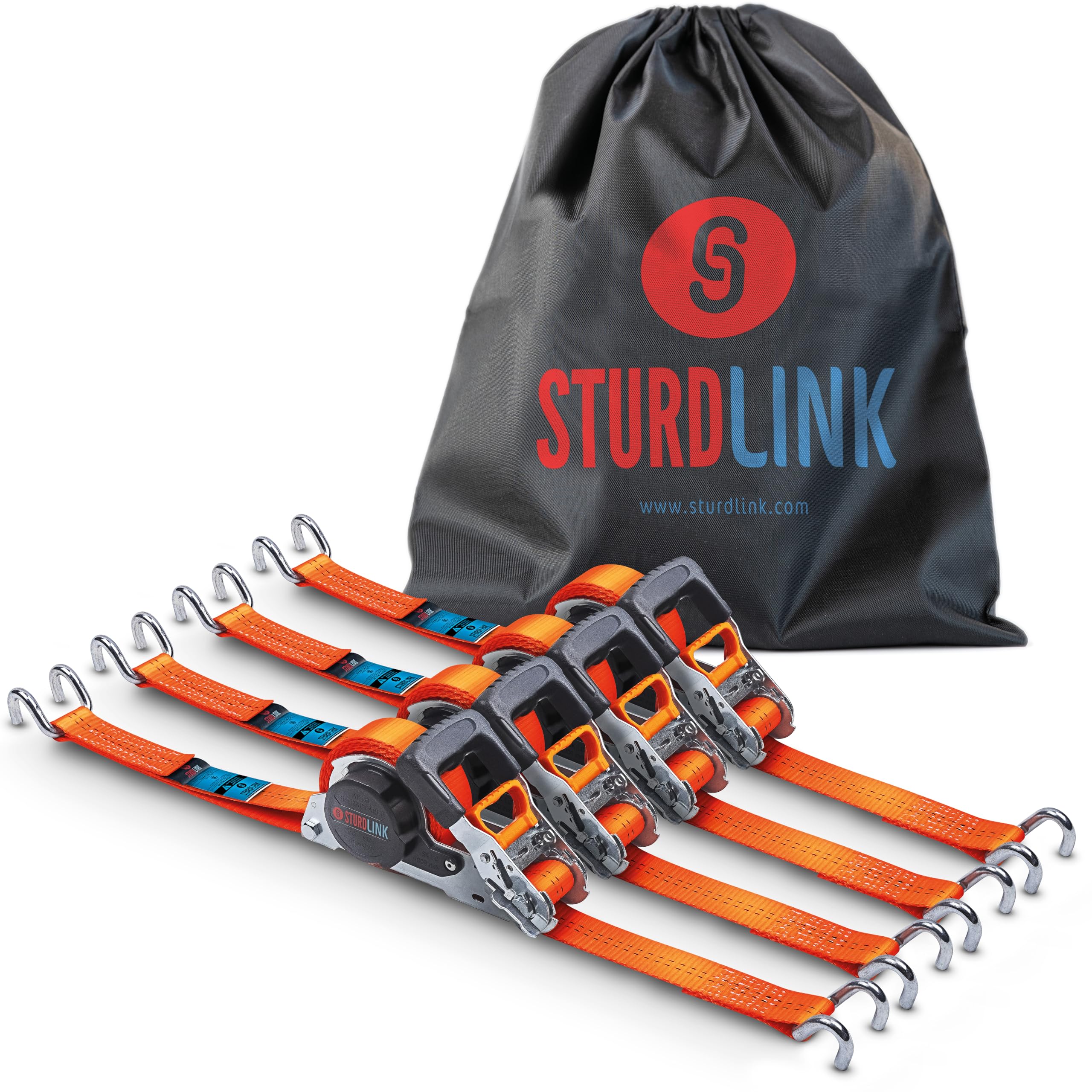 Automatik Spanngurt 5m 35mm mit U Haken 1000kg / 2000kg | Set von 4 Spanngurte Selbstaufrollend | Automatischer Spanngurtwickler/Spanngurtaufroller | Zurrgurte mit Aufrollautomatik | Ratschengurte