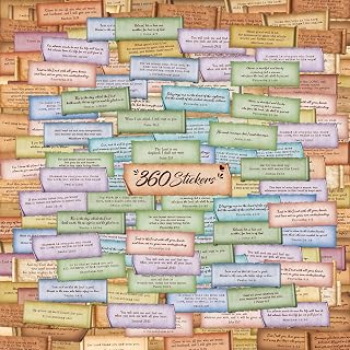 360PCS Bible Verse Stickers, 180 Retro Typewriter Style Designs Christian Religious Stickers Inspirational Vintage Waterproof Labels for Scrapbooks, Bottles, Computer, Planner, Diary, Laptop