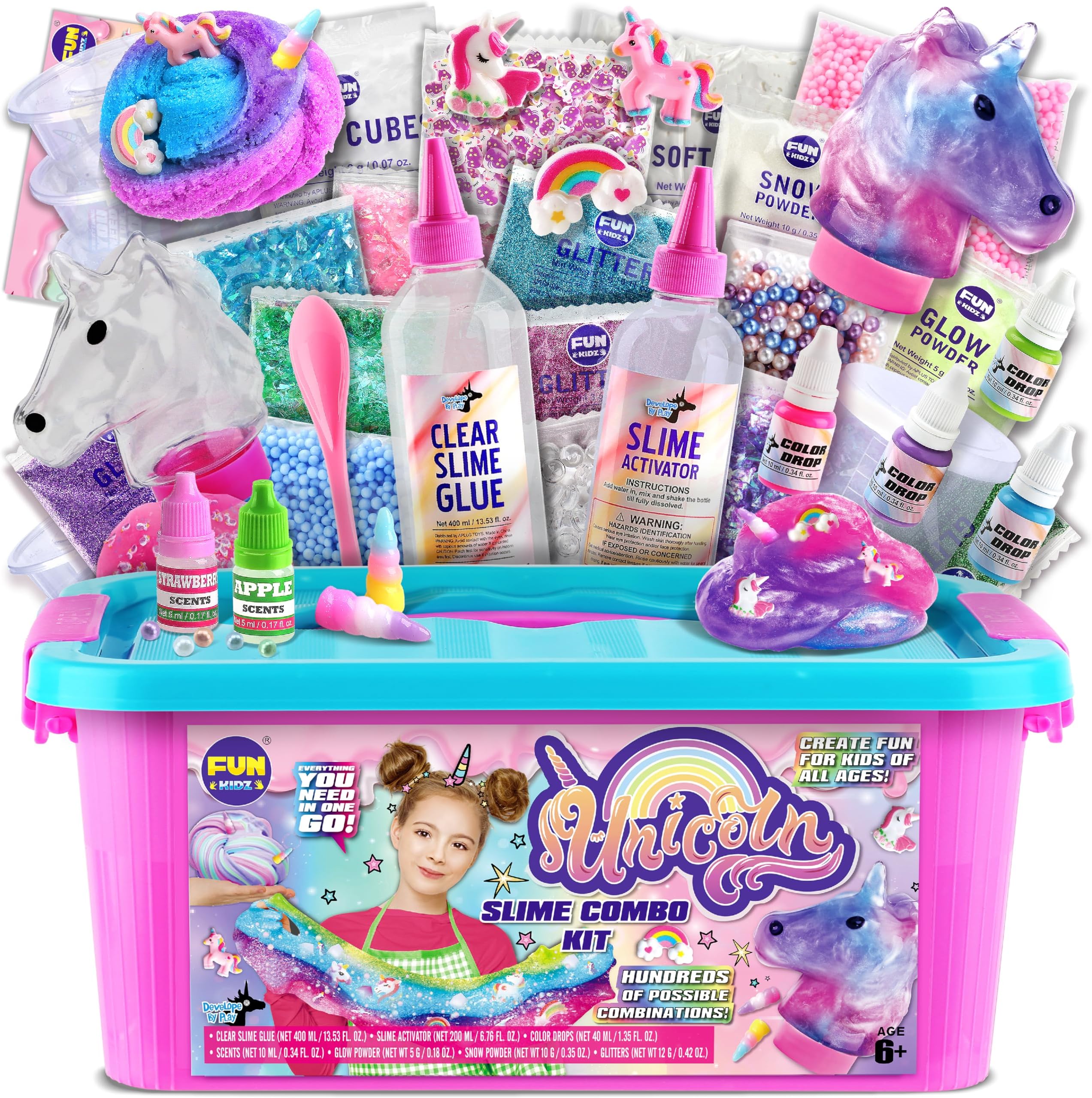 Fluffy Unicorn Slime Kit for Girls, FunKidz Cloud Slime Gift for Ages 6+ Kids Fun Slime Making Kit Awesome Craft Toy Birthday Present Ideas