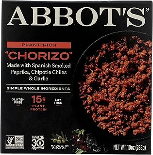 Abbot's Plant-Based "Chorizo", Vegan, Gluten-Free, High-Protein