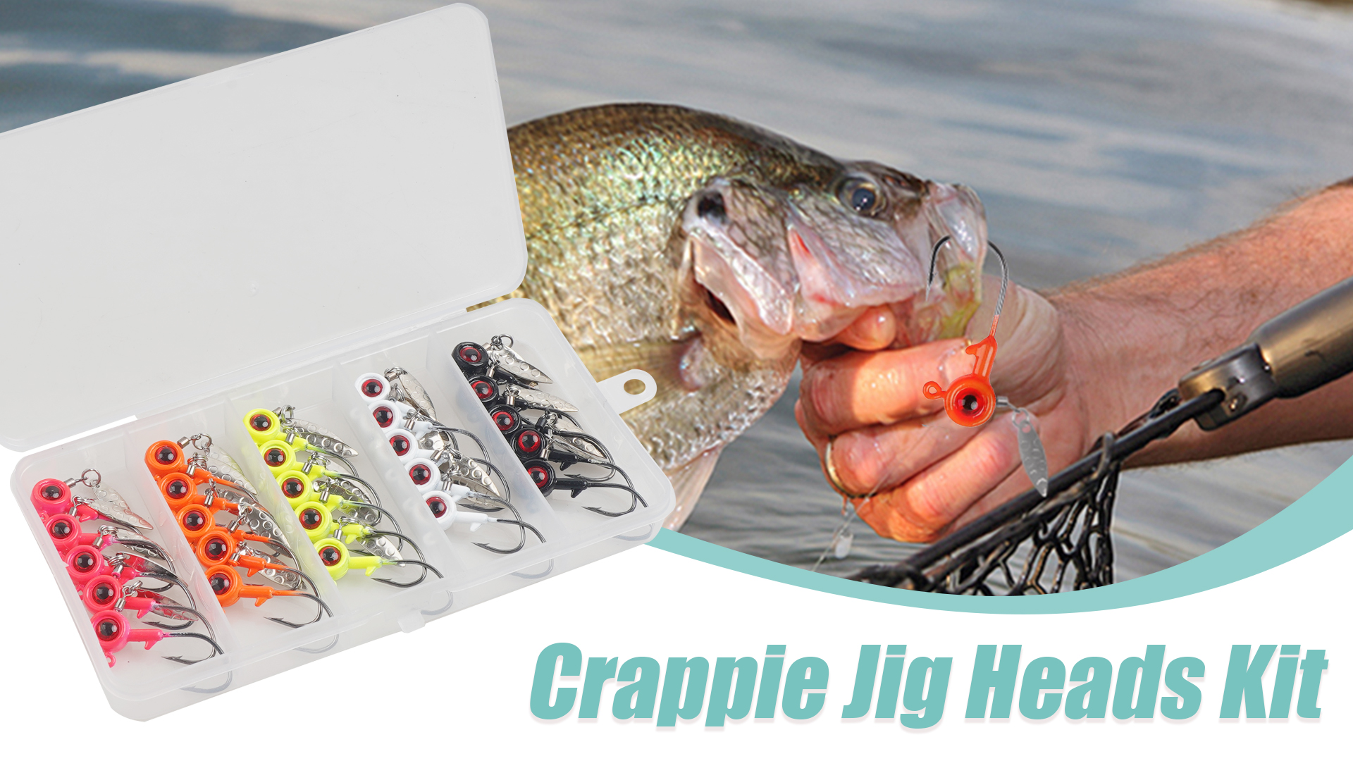 25pcs Crappie Jig Heads Kit With Spinner Blades - Underspin Lures For Bass, Trout, 1/16oz To 3/16oz