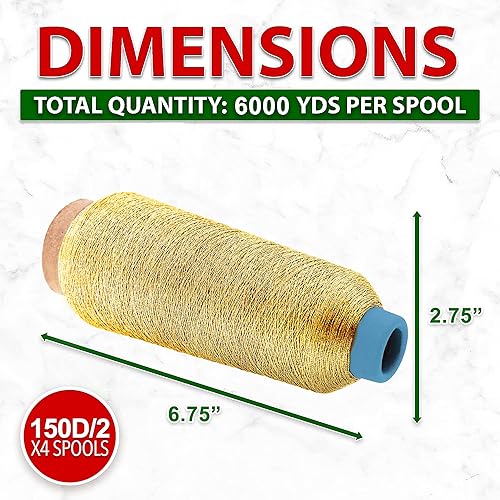 Vista 286 de Mandala Crafts - Hilo de coser multiusos de poliéster para máquina de coser de sarga, sobrehilado, acolchado Beige