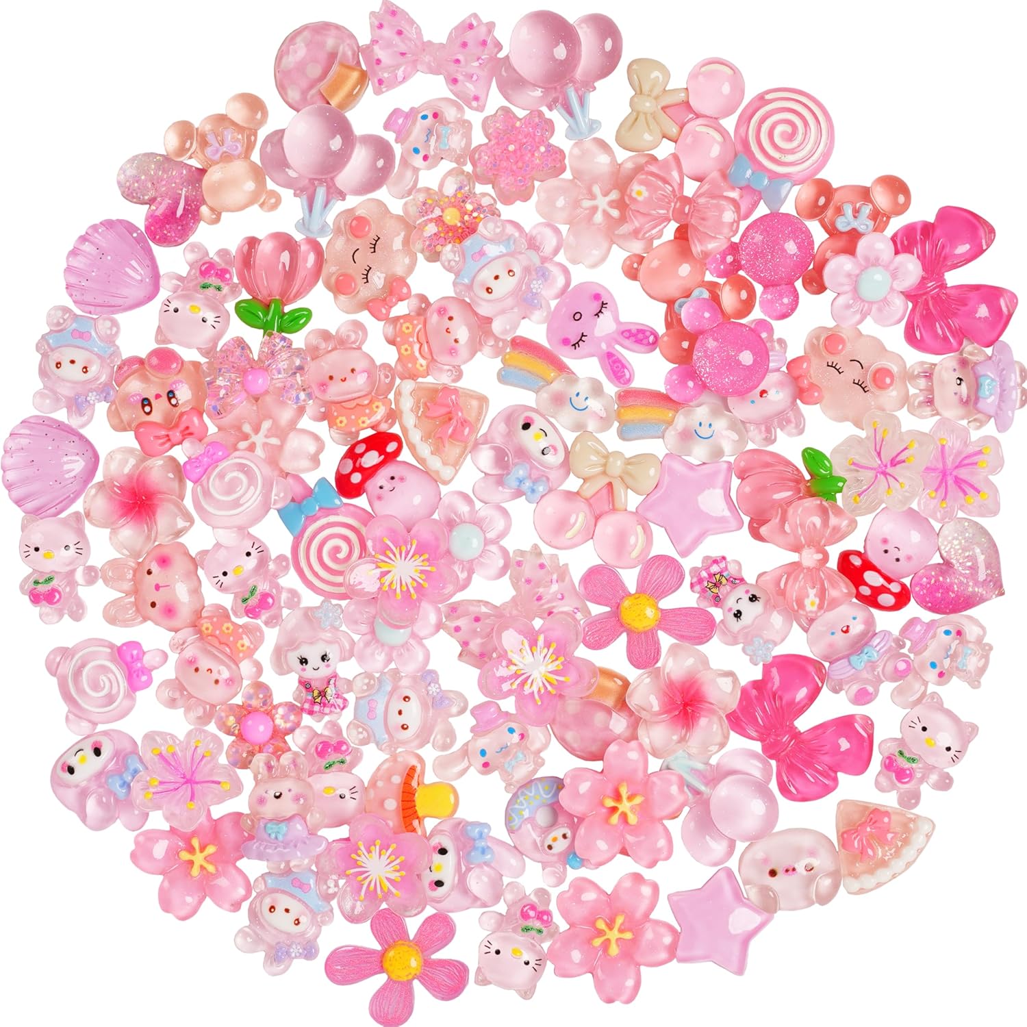 70 Pcs Resin Charms Slime pink Charms Cute Embellishments Bulk Mixed Ornament Decorations Accessories - Image 5