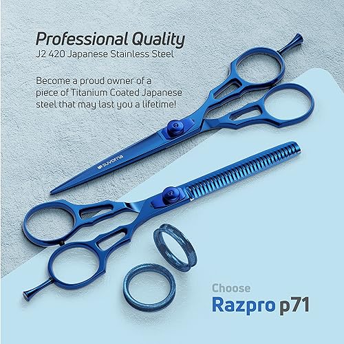 Miniatura 4 de Tijeras profesionales de corte de pelo de 5.5 pulgadas con tijeras de adelgazamiento para corte de cabello, tijeras profesionales para el cabello