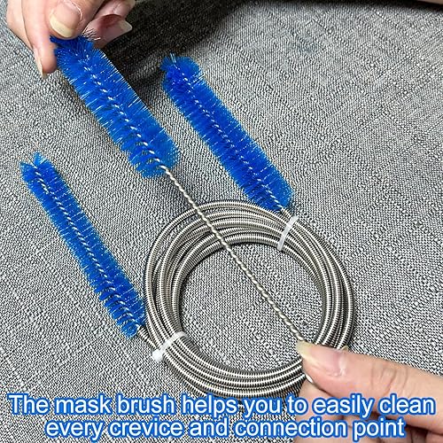 Miniatura 6 de Cepillo de manguera de doble cabezal flexible con resorte de drenaje, diámetro de 0.591 in y 0.748 in, cepillo de limpieza de tubo CPAP, adecuado