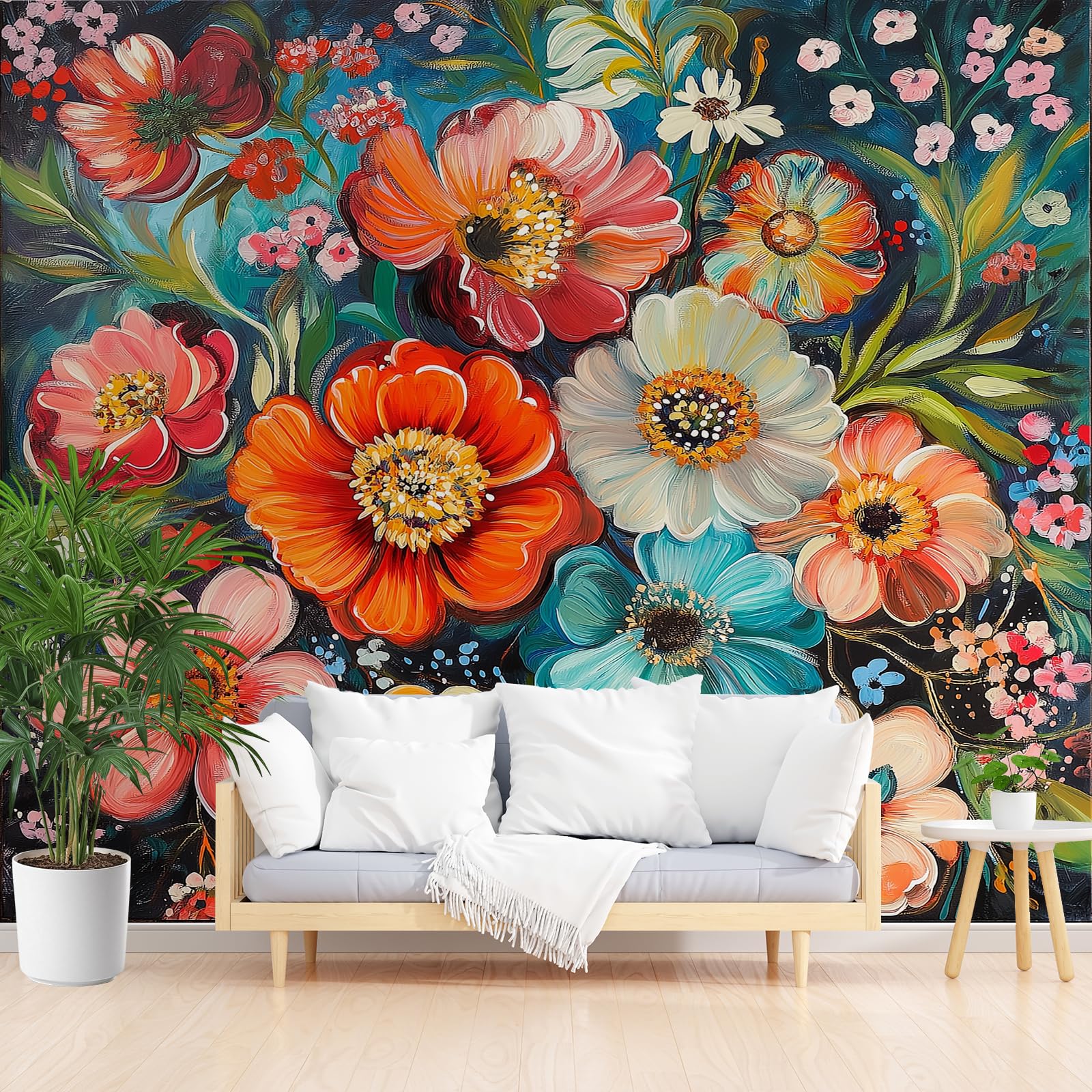 Papier peint panoramique coquelicot 350 x 256 cm pour égayer un salon sombre ou vide