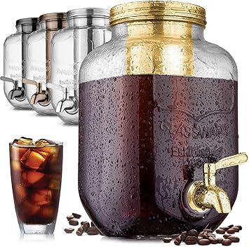 Zulay Kitchen 1 Gallon Cold Brew Coffee Maker with EXTRA-THICK Glass Carafe & Stainless Steel Mesh Filter