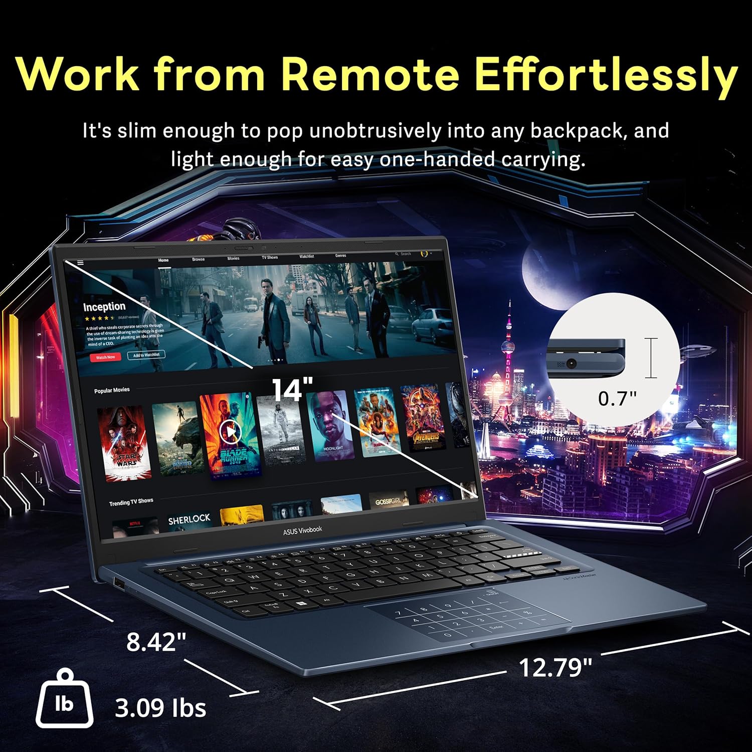 ASUS Vivobook 14" FHD Business Laptop, Intel i5-1334U, 16GB RAM, 640GB Storage (512GB SSD+128GB Docking Station Set), Intel UHD Graphics, Num Pad, Copilot, Webcam, Win 11, Quiet Blue
